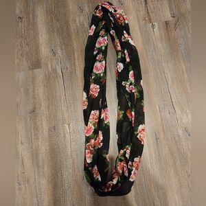 Source Unknown Black Floral Scarf